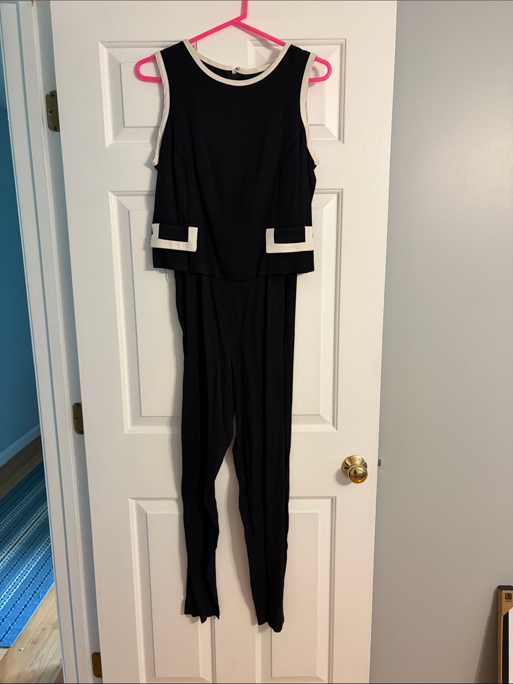 Sleeveless Black & Cream Jumpsuit